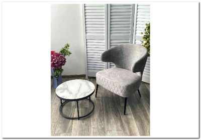 Кресло РИЧАРД цвет Серый Titanium 900, велюр / черный каркас