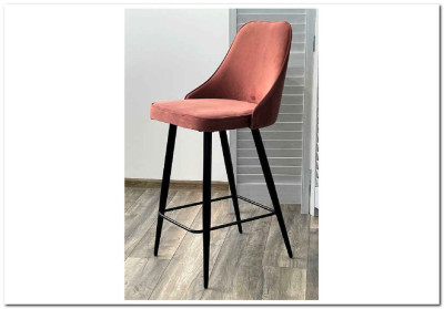 Полубарный стул NEPAL-PB РОЗОВЫЙ 15 велюр/ черный каркас (H=68cm)