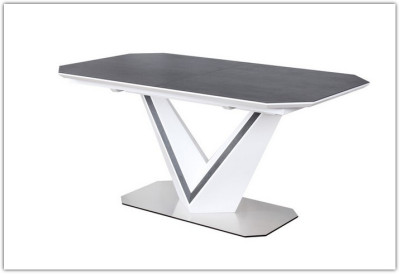 Стол обеденный Signal VALERIO Ceramic 160 раскладной (серый/белый матовый)