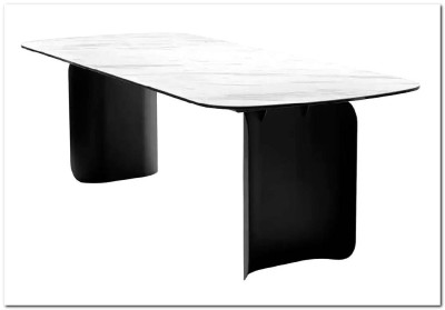 Стол NORD 240 MARBLES KL-99 Белый мрамор, итальянская керамика / черный каркас, DISAUR