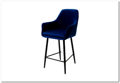 Полубарный стул Роден Premier 22 Синий, велюр (H=65cm)