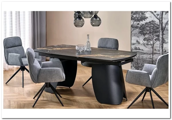 Стол обеденный Halmar FORUM 180 (черный мрамор/черный) заказать по цене 131 179 руб. в Волгограде