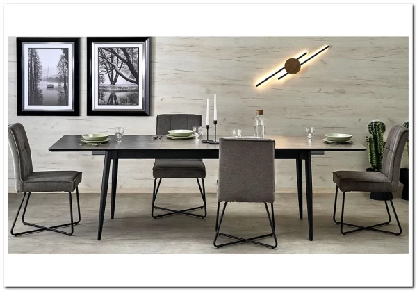 Стол обеденный Halmar CHARLES 180 раскладной (серый мрамор/черный) заказать по цене 73 029 руб. в Волгограде