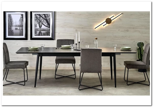 Стол обеденный Halmar CHARLES 180 раскладной (серый мрамор/черный) заказать по цене 74 489 руб. в Волгограде