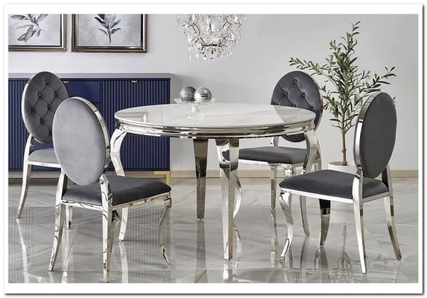 Стол обеденный Halmar REGINALD 120 (белый мрамор/серебряный) заказать по цене 60 018 руб. в Волгограде