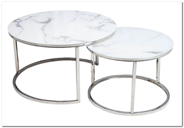 Комплект Signal ATLANTA B, 2 стола журнальных (эффект белого мрамора/хром) заказать по цене 30 330 руб. в Волгограде