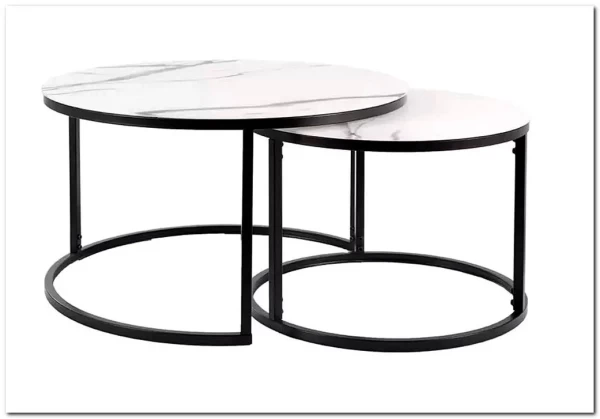 Комплект Signal ATLANTA C, 2 стола журнальных (эффект белого мрамора/черный мат) заказать по цене 28 333 руб. в Волгограде