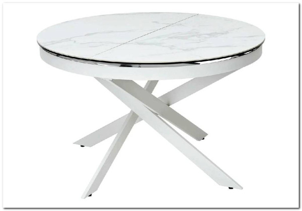 Стол TRENTO 120 HIGH GLOSS STATUARIO Белый мрамор глянцевый, керамика/ белый каркас заказать по цене 73 620 руб. в Волгограде