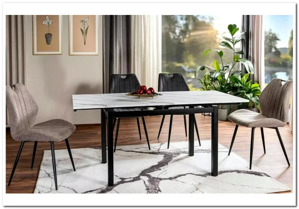 Стол обеденный Signal GD017 110 раскладной (белый мрамор/черный мат) заказать по цене 30 122 руб. в Волгограде
