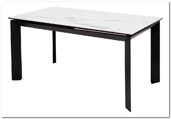 Стол CREMONA 140 HIGH GLOSS STATUARIO Белый мрамор глянцевый керамика/ черный каркас заказать по цене 74 610 руб. в Волгограде