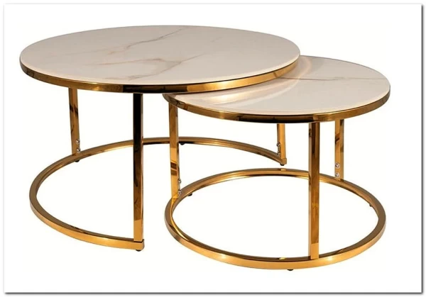 Комплект Signal PORTAFINO A, 2 стола журнальных (белый/золотой) заказать по цене 33 551 руб. в Волгограде