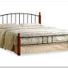Купить Кровать AT-915 дерево гевея/металл 160*200 (Queen bed), красный дуб/черный с доставкой по России по цене производителя можно в магазине Другая Мебель в Волгограде