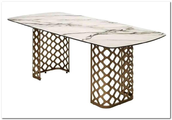 Стол CHIAVARI 220 KL-188 Контрастный мрамор матовый, итальянская керамика / Шампань, DISAUR заказать по цене 96 480 руб. в Волгограде