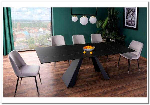 Стол обеденный Signal SALVADORE Ceramic 160 раскладной (черный Sahara Noir/черный мат) заказать по цене 136 583 руб. в Волгограде