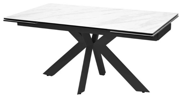 Стол BELLUNO 160 MARBLES KL-99 Белый мрамор матовый, итальянская керамика/ черный каркас заказать по цене 124 150 руб. в Волгограде