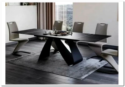 Стол обеденный Signal DIUNA CERAMIC раскладной (черный мат)