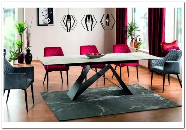 Стол обеденный Signal WESTIN III Ceramic 180 раскладной (белый мрамор/черный мат) заказать по цене 163 538 руб. в Волгограде