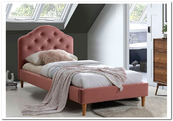 Кровать Signal CHLOE VELVET BLUVEL 52 (античный розовый/дуб) 90/200 заказать по цене 44 292 руб. в Волгограде