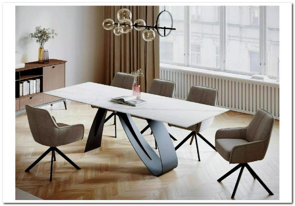 Стол обеденный Signal DIUNA Ceramic 160 раскладной (Statuario Venato белый/черный мат) заказать по цене 156 634 руб. в Волгограде