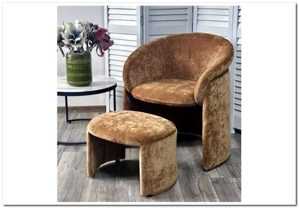 Кресло+оттоманка HUG AT5139-13 Коричневый, ткань/каркас металл в обивке AT5139-13 ®DISAUR заказать по цене 25 500 руб. в Волгограде