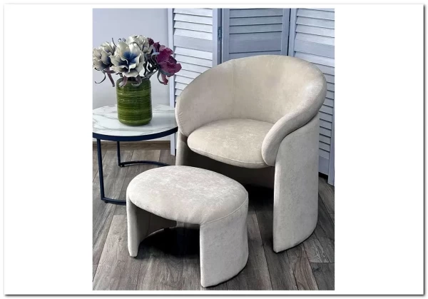 Кресло+оттоманка HUG AT5139-09 Св. бежевый, ткань/каркас металл в обивке AT5139-09 ®DISAUR заказать по цене 25 500 руб. в Волгограде