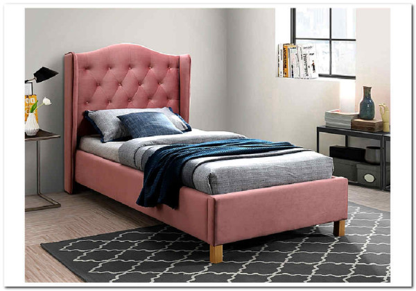 Кровать Signal ASPEN VELVET BLUVEL 52 (античный розовый/дуб) 90/200 заказать по цене 52 214 руб. в Волгограде