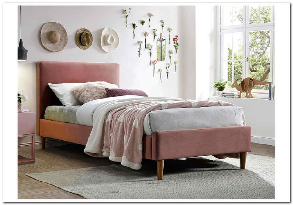 Кровать Signal ACOMA VELVET BLUVEL 52 (античный розовый/дуб) 90/200 заказать по цене 35 086 руб. в Волгограде
