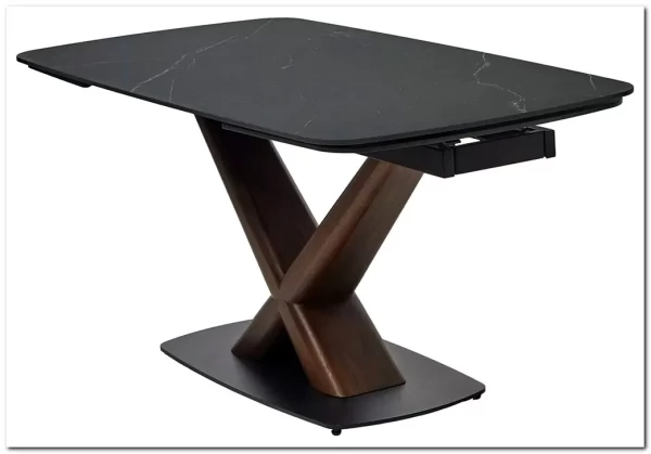 Стол BLANCO 160 MATT BLACK MARBLE SOLID CERAMIC / Орех, DISAUR заказать по цене 106 800 руб. в Волгограде