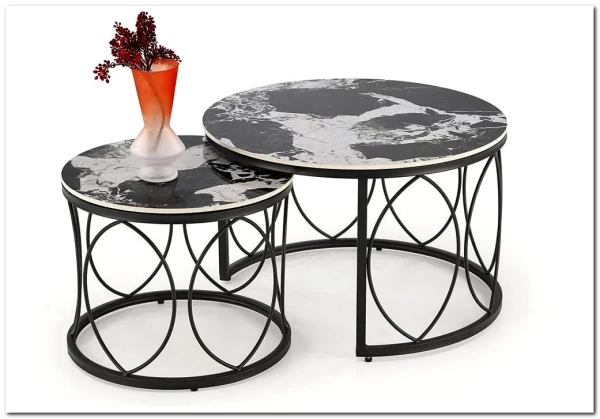 Комплект Halmar ALEXANDRA, 2 стола журнальных (черный мрамор/черный) заказать по цене 28 214 руб. в Волгограде