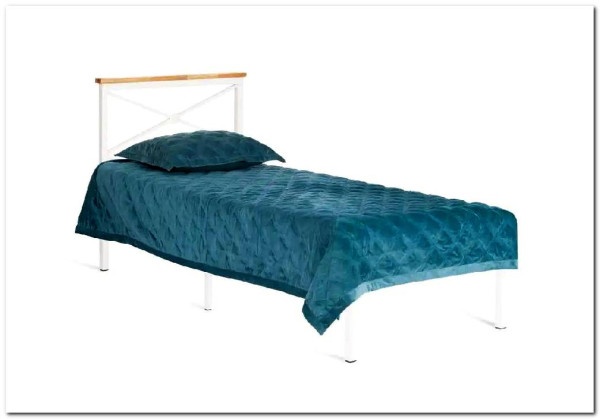 Купить Кровать Iris (mod.9311) дерево гевея/металл, 90*200 см (Single bed), Белый (White) с доставкой по России по цене производителя можно в магазине Другая Мебель в Волгограде