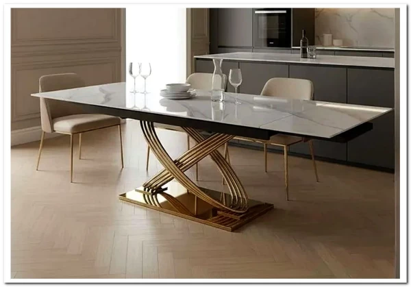 Стол обеденный Signal HERMES II 160 (эффект белого мрамора/золотой) заказать по цене 132 348 руб. в Волгограде