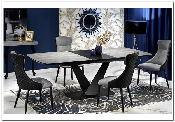 Стол обеденный Halmar VINSTON раскладной темно-серый/черный заказать по цене 108 669 руб. в Волгограде