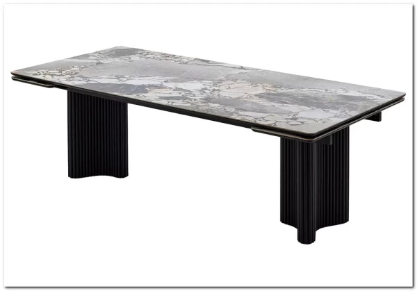 Стол АДАЖИО 240 (320) см MINERAL STONE NATURAL, керамика / Черный каркас заказать по цене 123 150 руб. в Волгограде