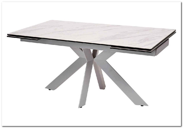 Стол BELLUNO 160 MARBLES KL-99 Белый мрамор матовый итальянская керамика/ белый каркас заказать по цене 99 320 руб. в Волгограде