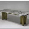 Стол АДАЖИО-2 240 (320) см ARCTIC OCEAN, керамика / Золотой каркас заказать по цене 123 150 руб. в Волгограде